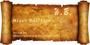 Wiszt Bálint névjegykártya